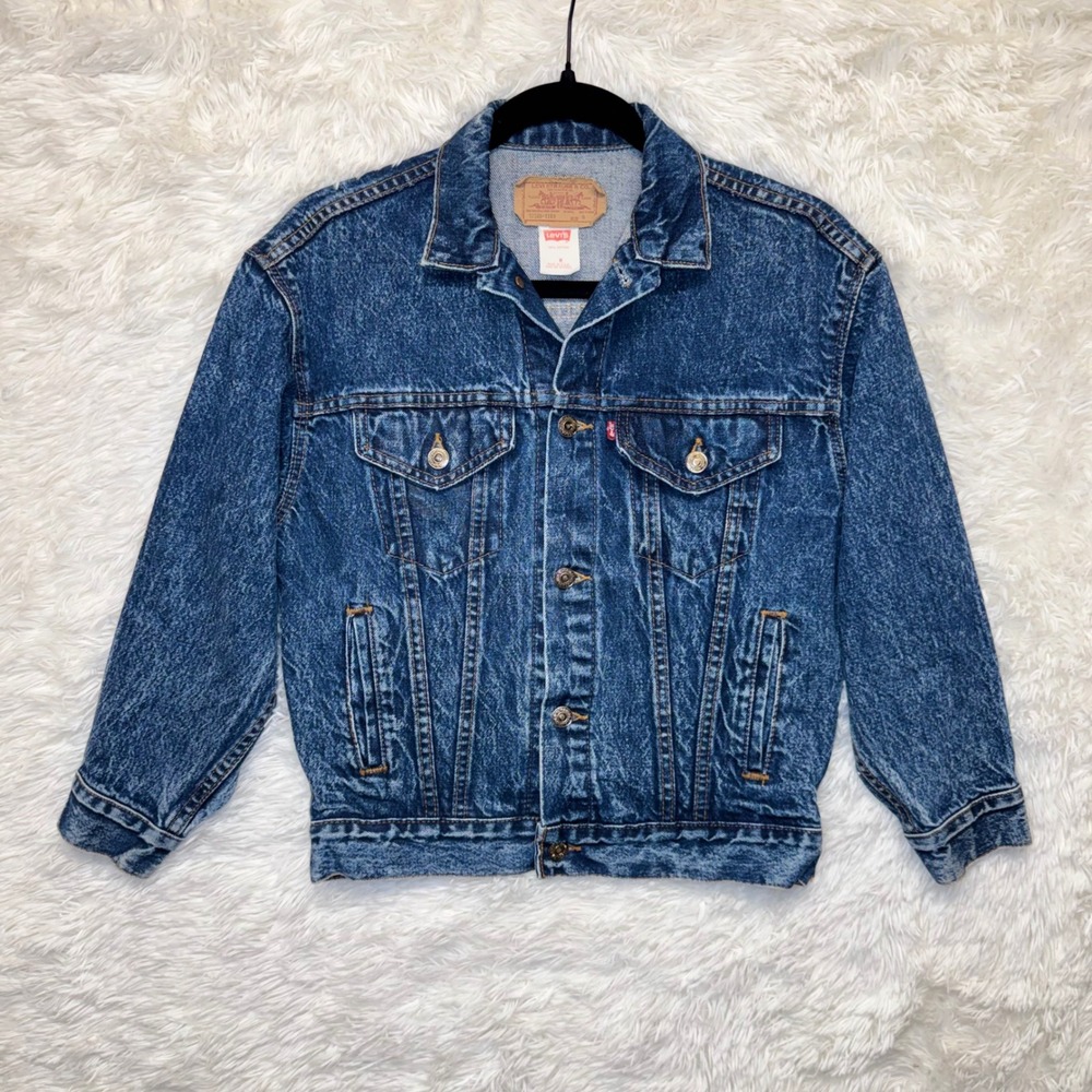 Vtg 80s Levi'sType lll Denim Jacket Women's M Dark Blue Acid Wash 57508-1109